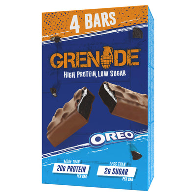 Sainsburys Grenade Oreo Protein Bars Milk Chocolate with Biscuit Pieces 4x60g- Buy online at McGrocer