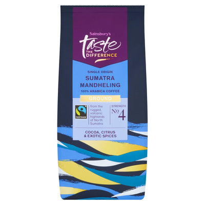 Sainsburys Sainsbury's Taste the Difference Sumatra Mandheling Fairtrade Ground Coffee Strength 4 227g- Buy online at McGrocer