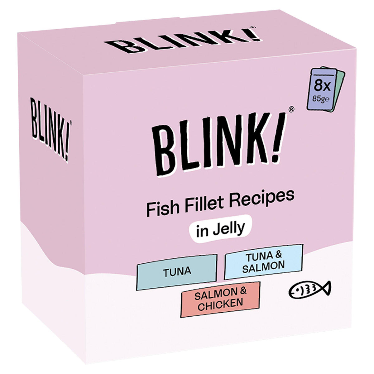 Blink! fish pouch selection in jelly wet cat food 8x85g, imported from the UK