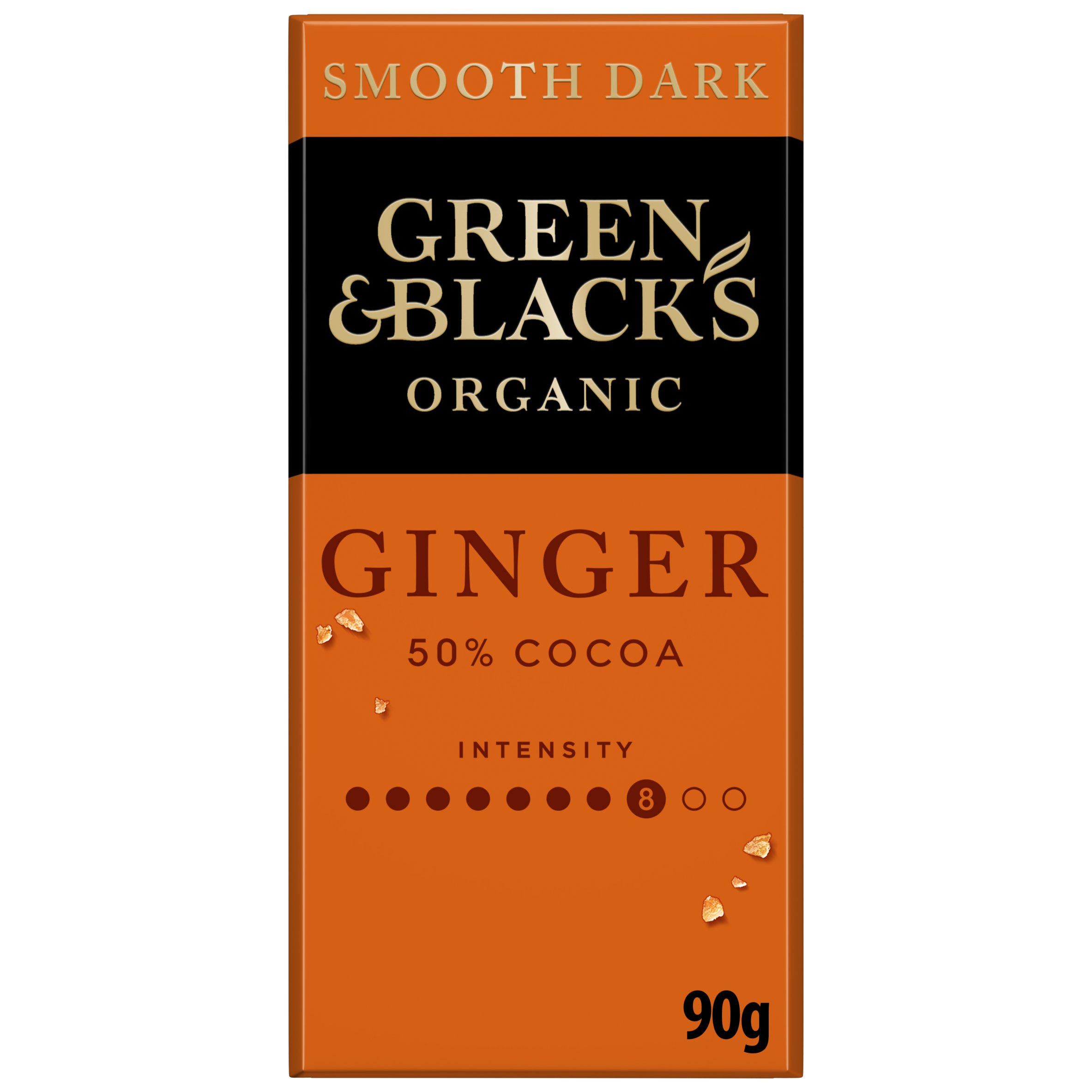 Green & Black's dark chocolate bar with ginger 90g, UK version