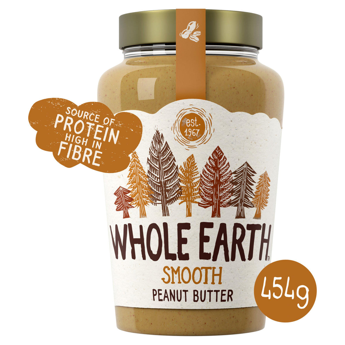 Whole Earth smooth peanut butter 454g, imported from the UK