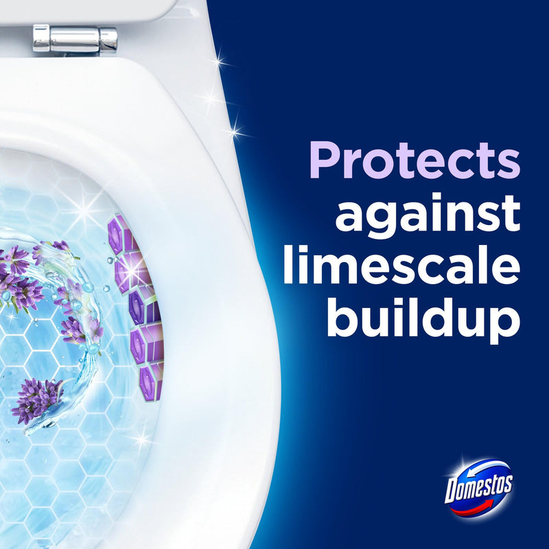 Domestos lavender rim block 2x50g, imported from the UK