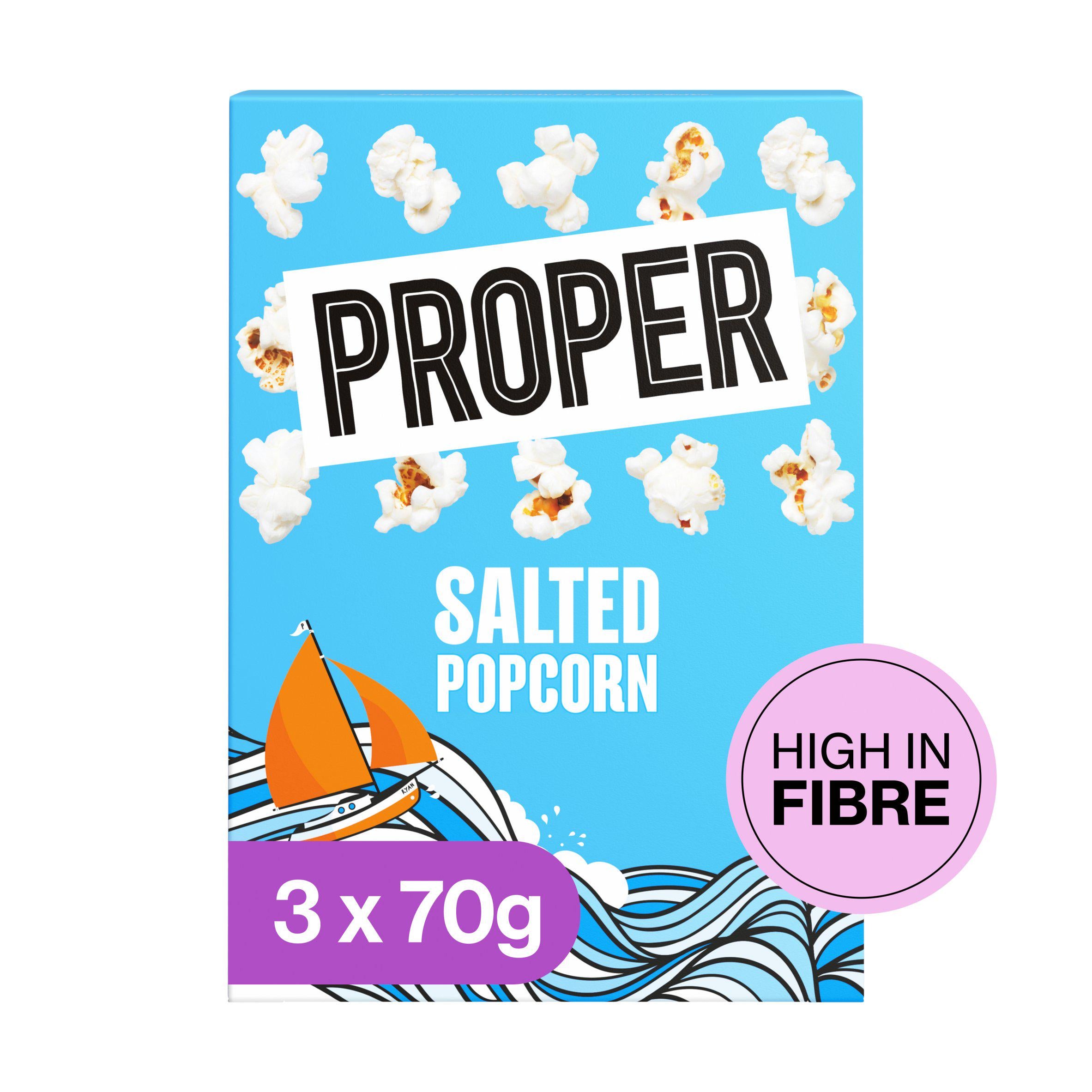Propercorn salted popcorn 3x70g, UK version