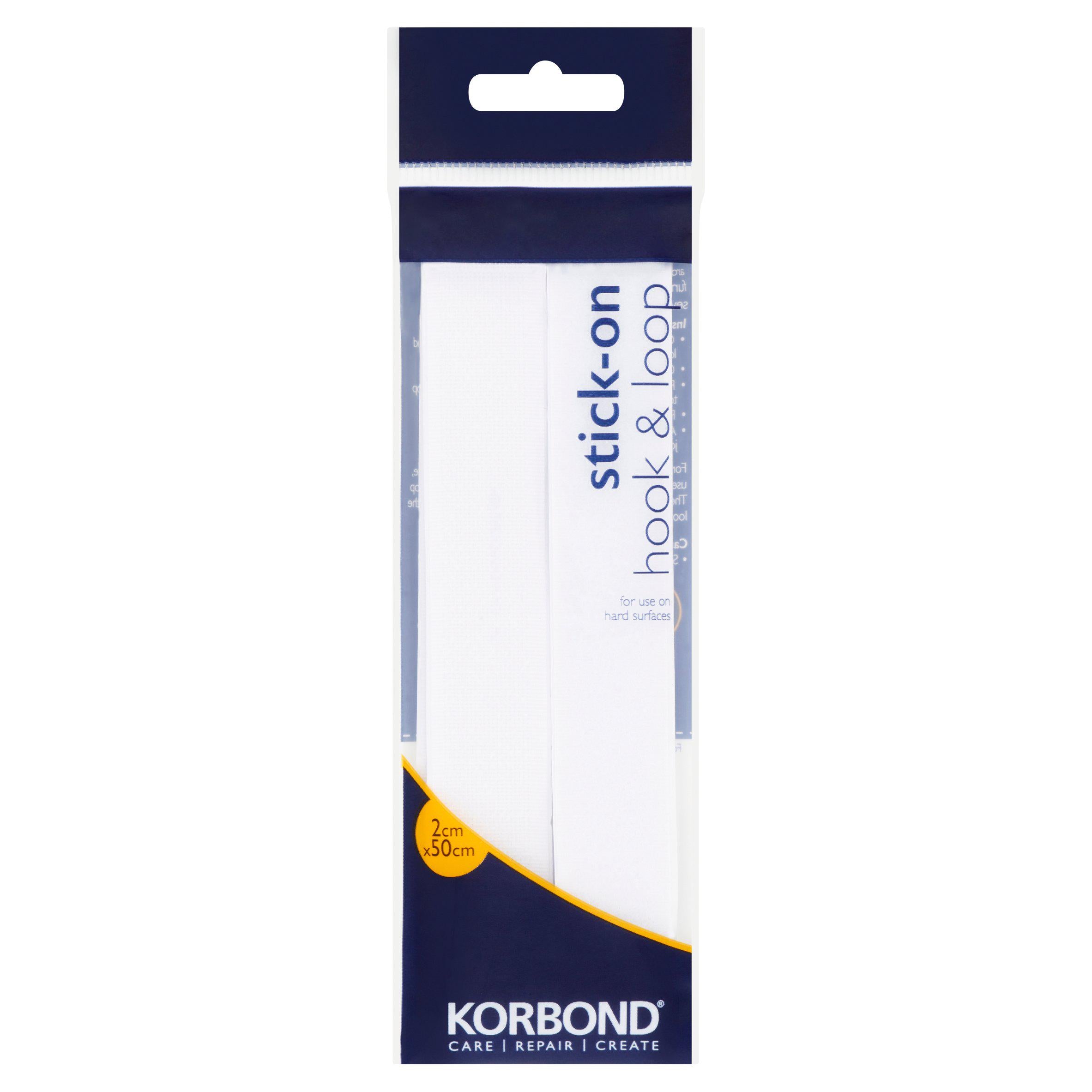 Korbond Hook Loop Tape White 2cm x 50cm , UK version