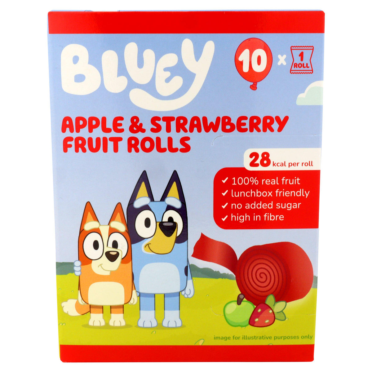 Bluey apple and strawberry fruit rolls 10 x 10g pack - British product