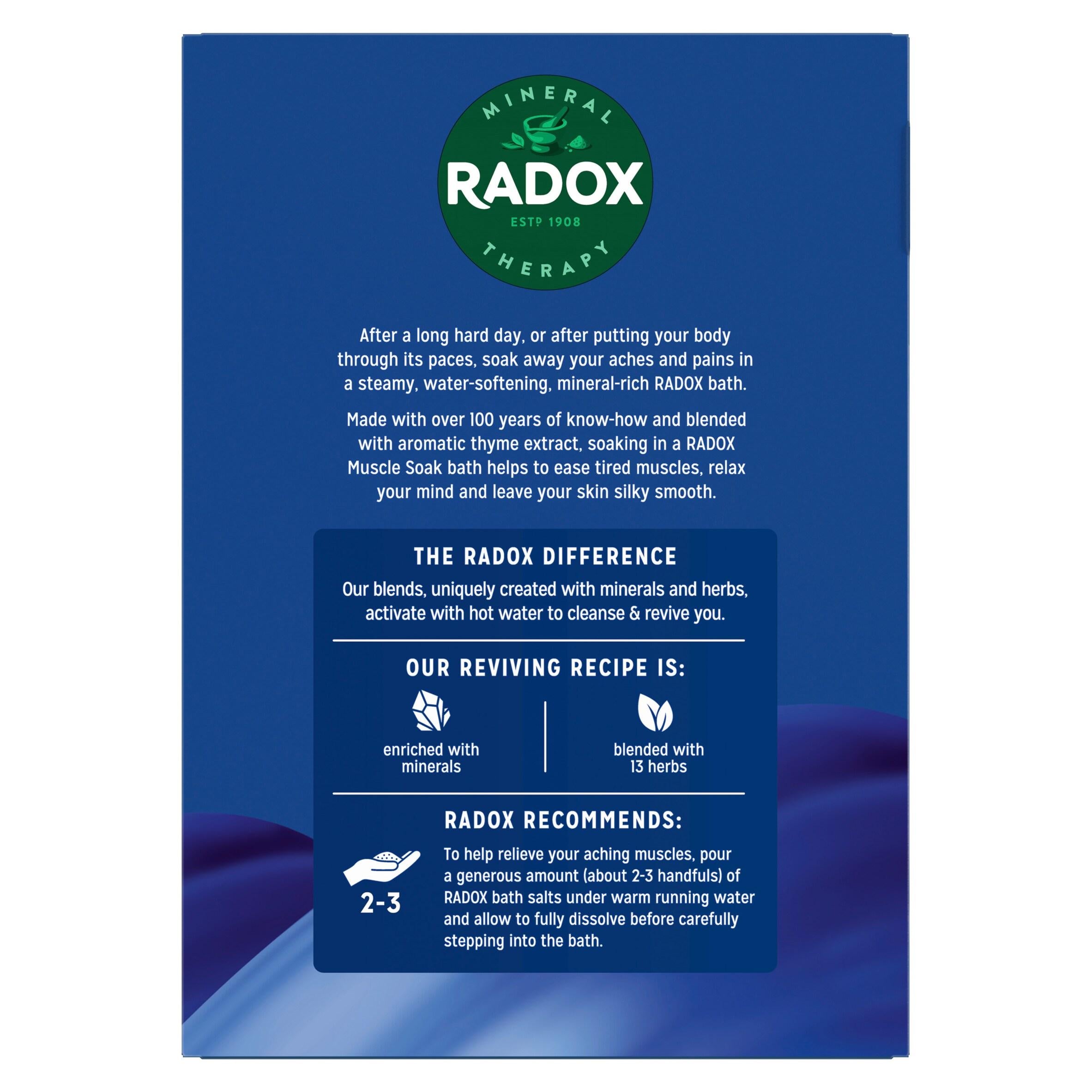Radox bath salts muscle soak 400g, UK version