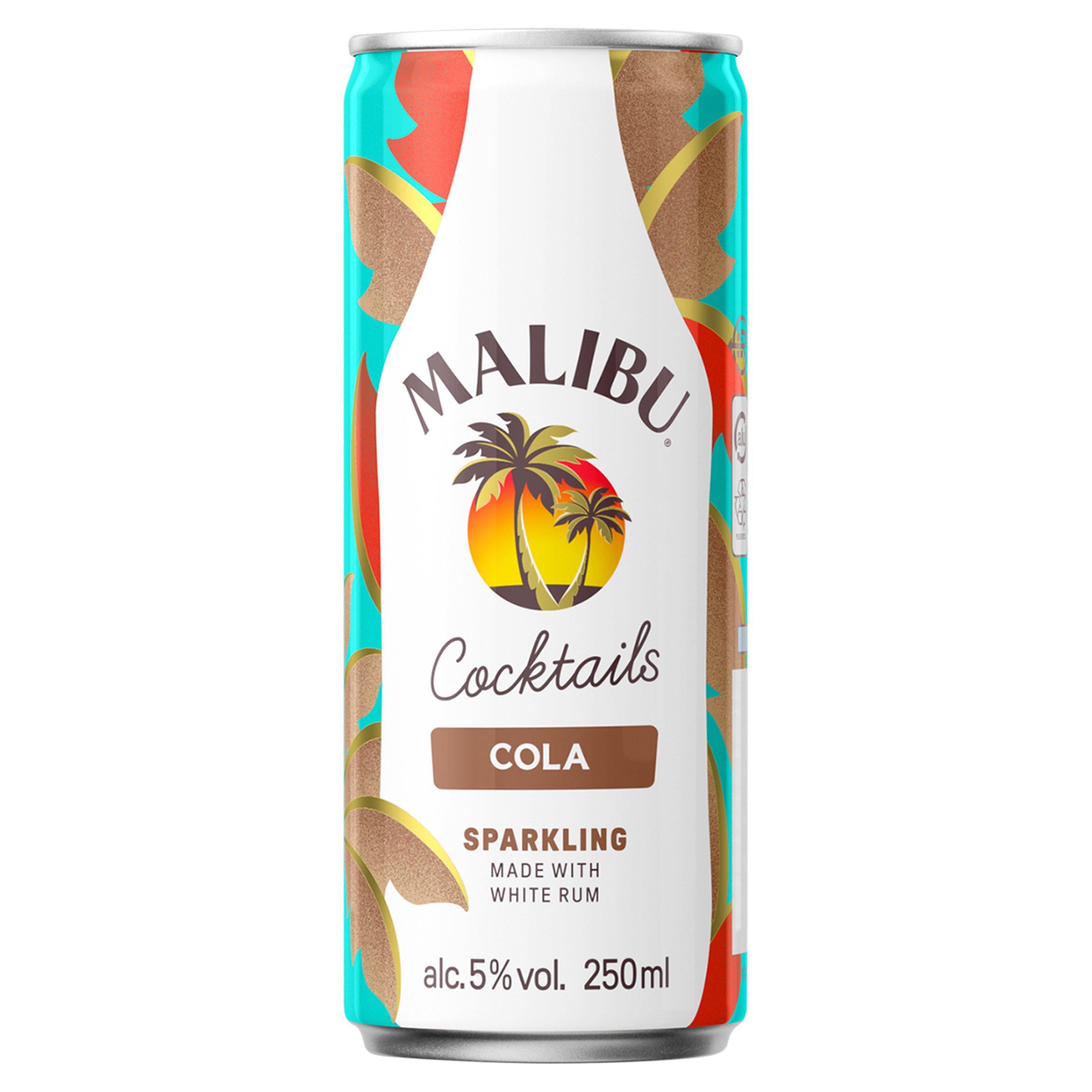 Malibu coconut rum and cola pre-mixed can 250ml - British product