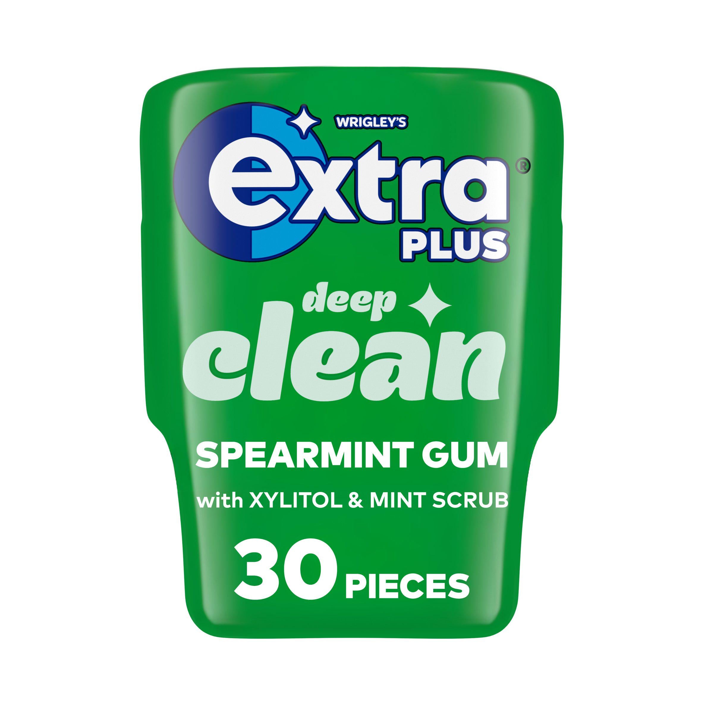 Extra Plus Deep Clean sugarfree gum 30-piece bottle (British brand)