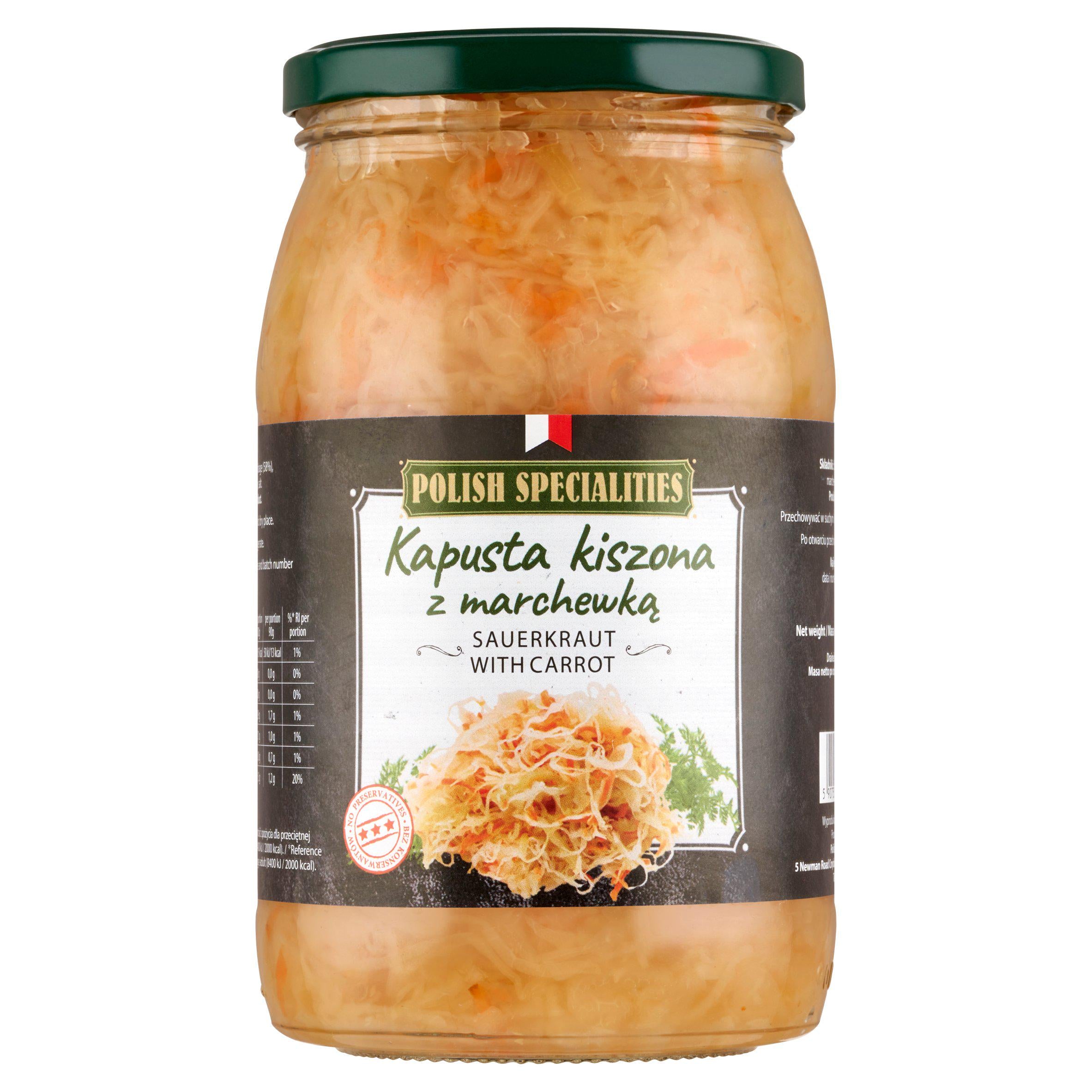 Polish Specialities Sauerkraut With Carrot 900g, imported from the UK
