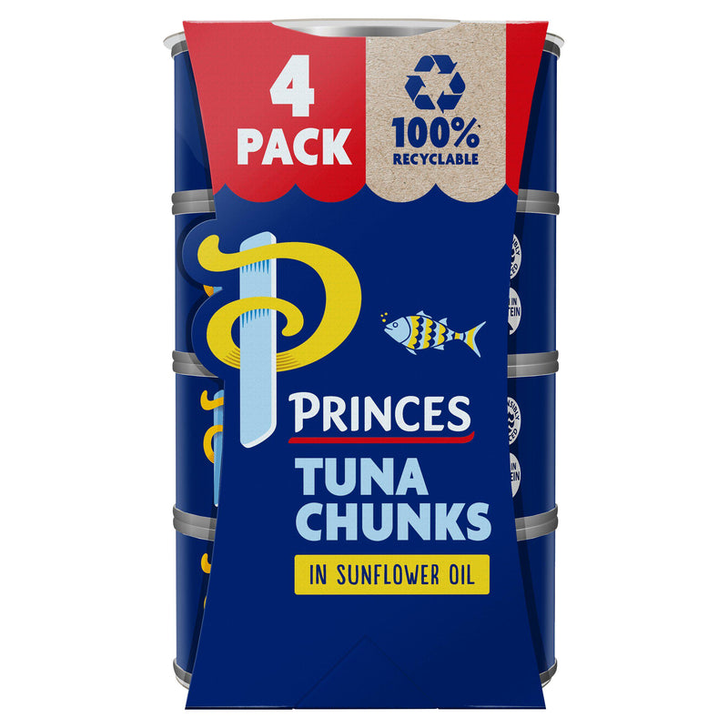 Princes Tuna Chunks in Sunflower Oil 4x145g, imported from the UK
