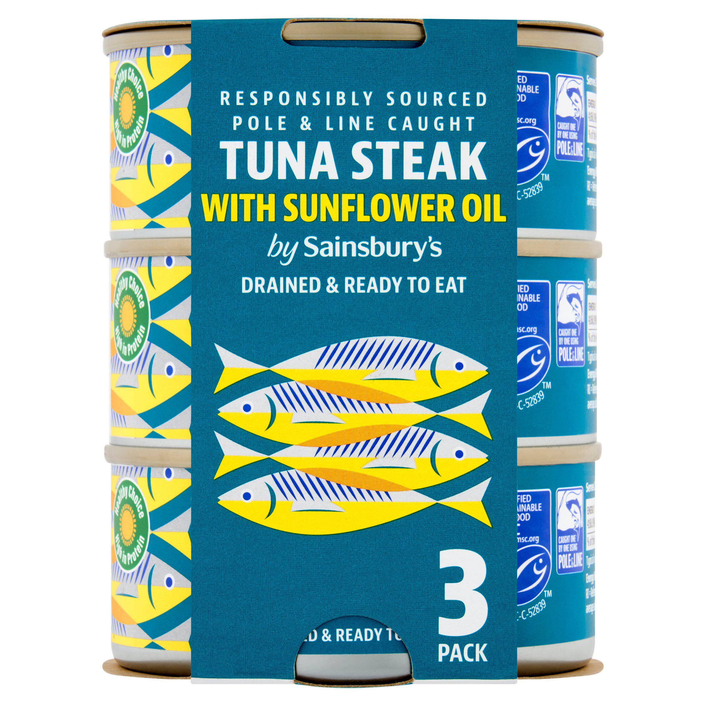 Sainsbury's tuna steak in sunflower oil 3x120g (British brand)
