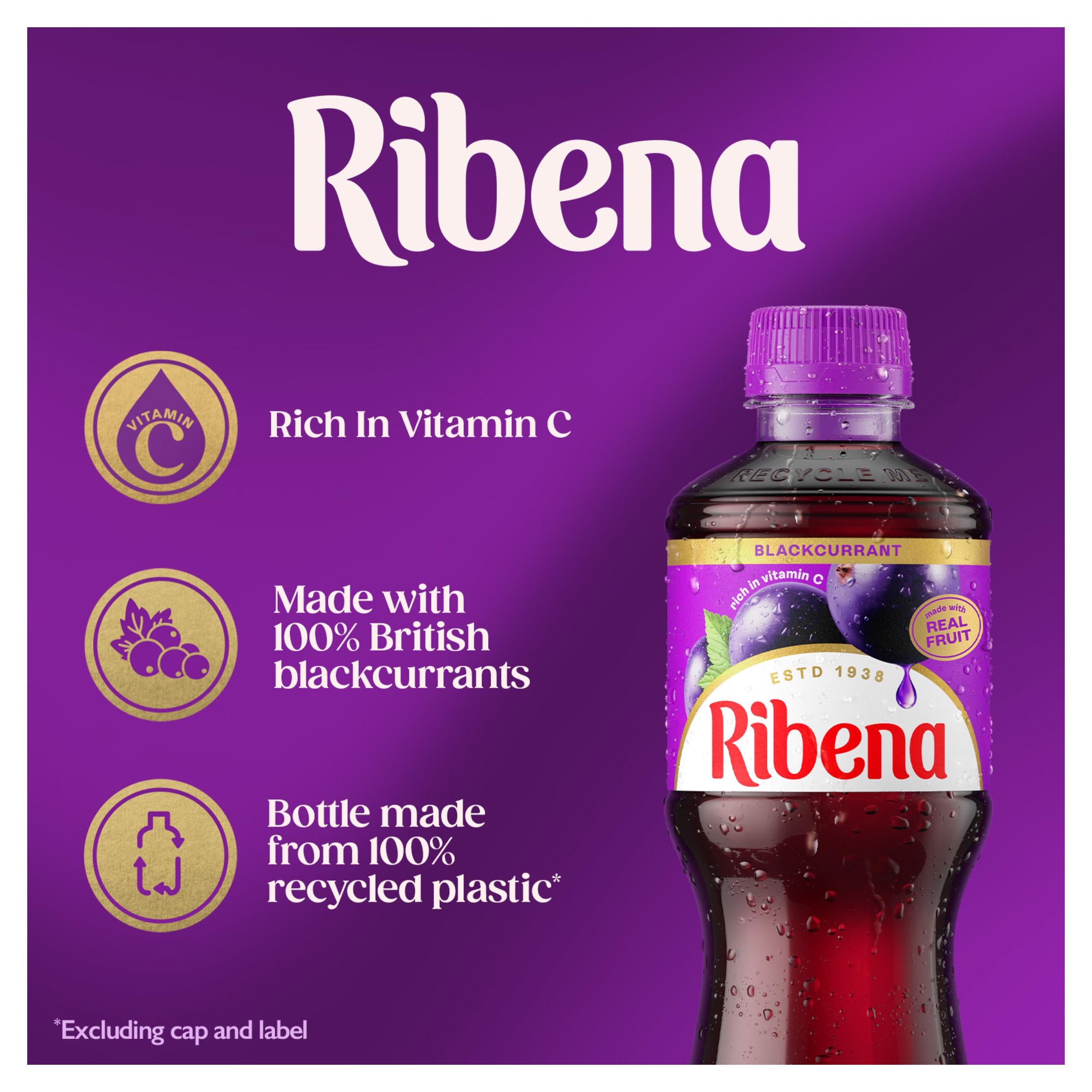 Ribena blackcurrant juice drink 4x500ml, UK version