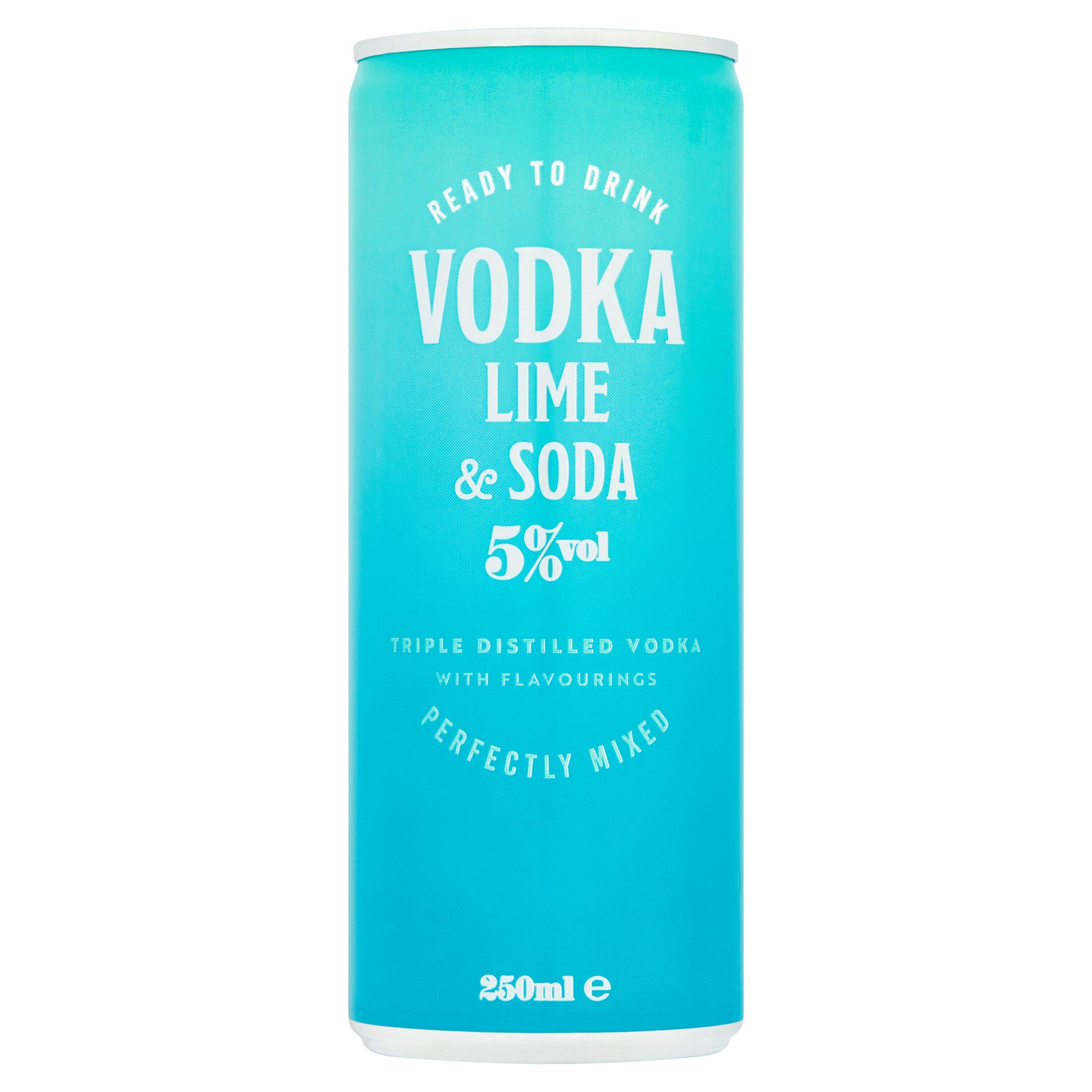Sainsbury's vodka lime soda premixed cocktail 250ml (British brand)