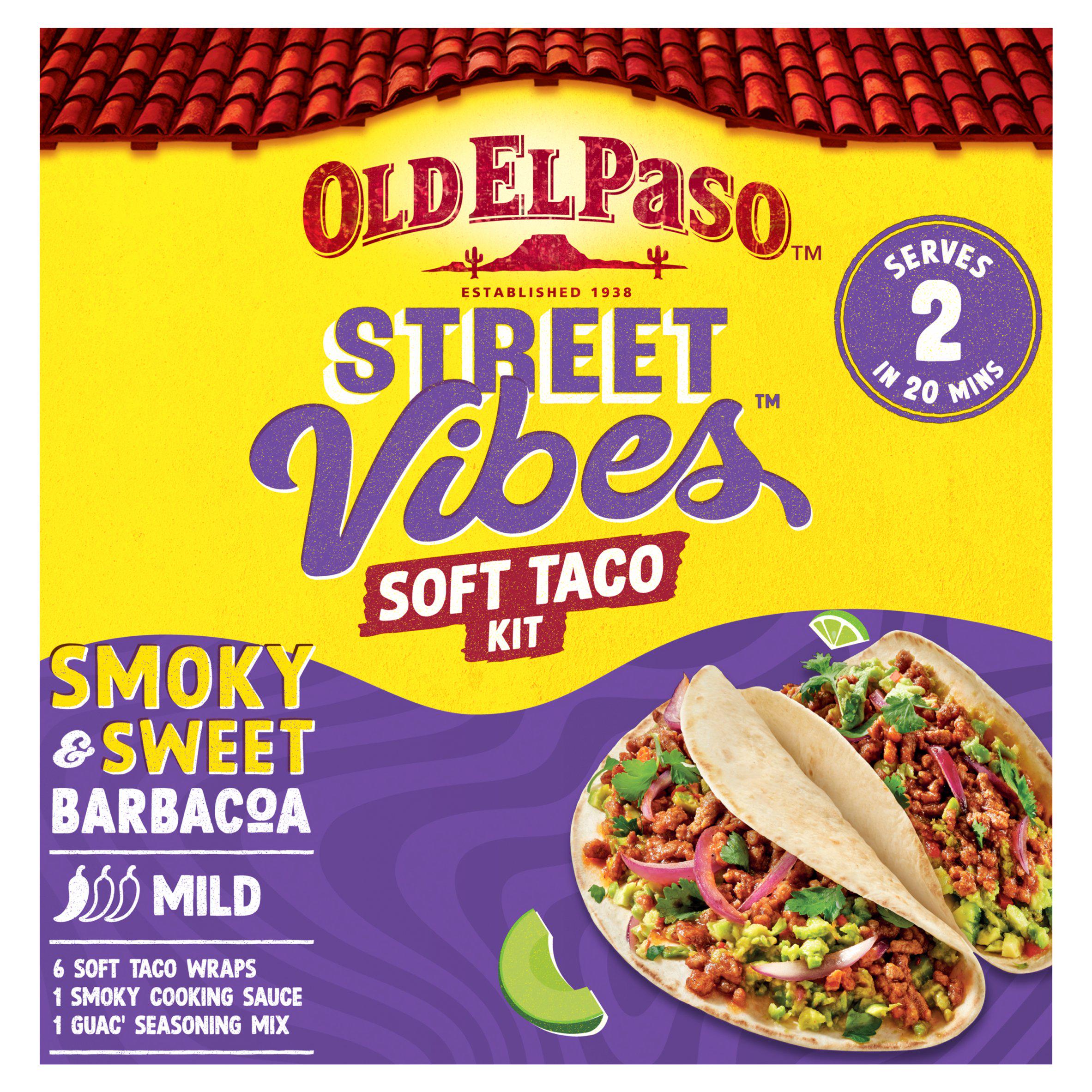 Old El Paso Barbacoa Soft Taco Kit 255g, imported from the UK