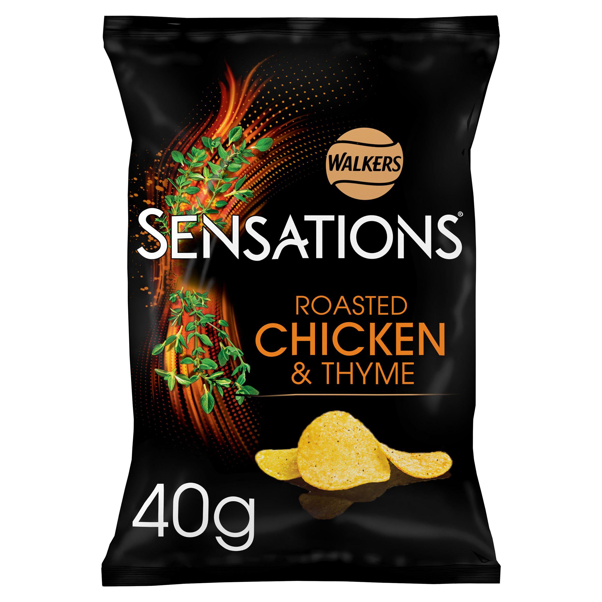 Walkers Sensations roasted chicken and thyme crisps 40g grab bag, imported from the UK