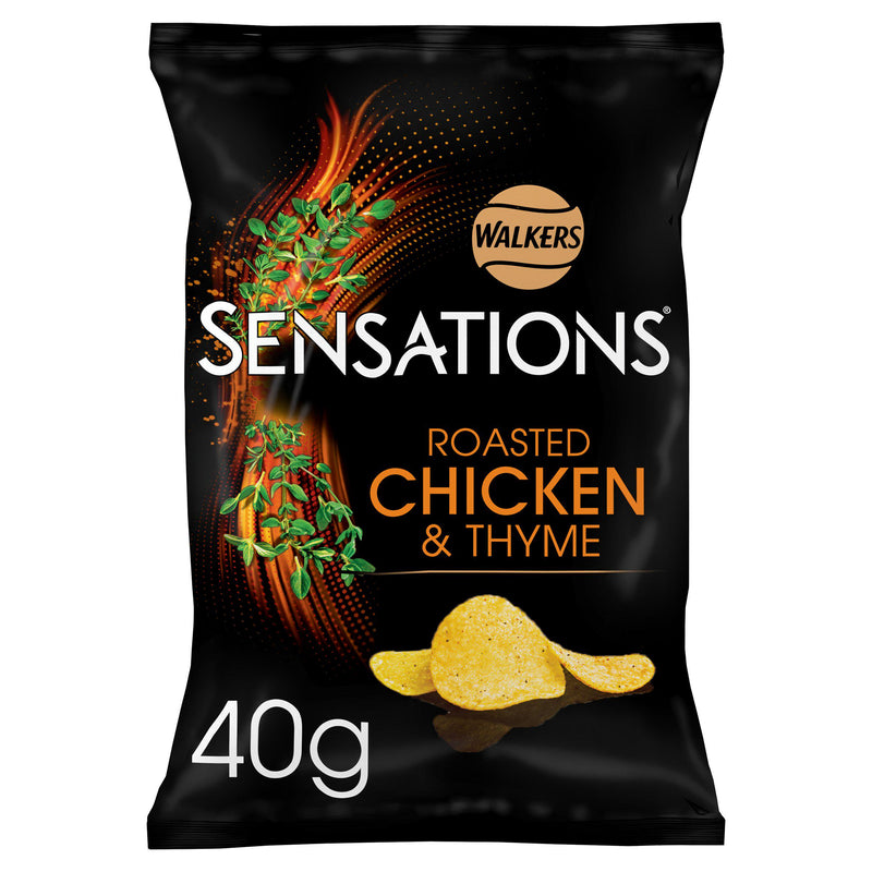 Walkers Sensations roasted chicken and thyme crisps 40g grab bag, imported from the UK