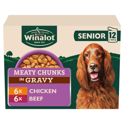 Sainsburys Winalot Meaty Chunks Senior Mixed in Gravy Wet Dog Food 12x100g- Buy online at McGrocer