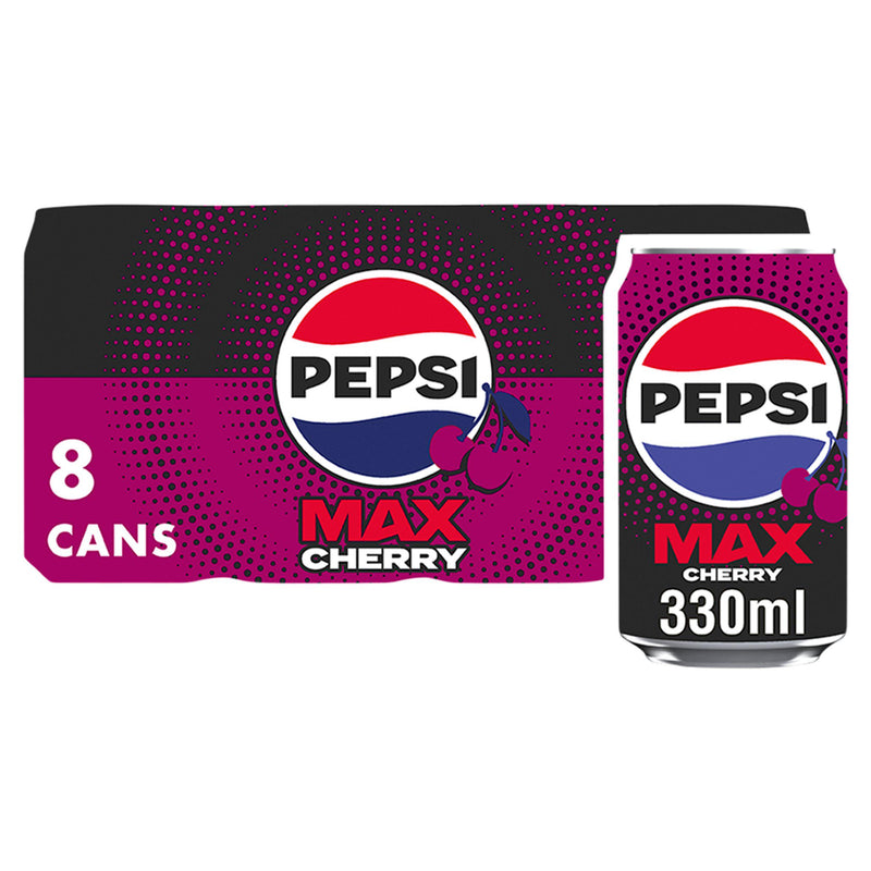 Pepsi Max Cherry no sugar cola cans 8x330ml - British product