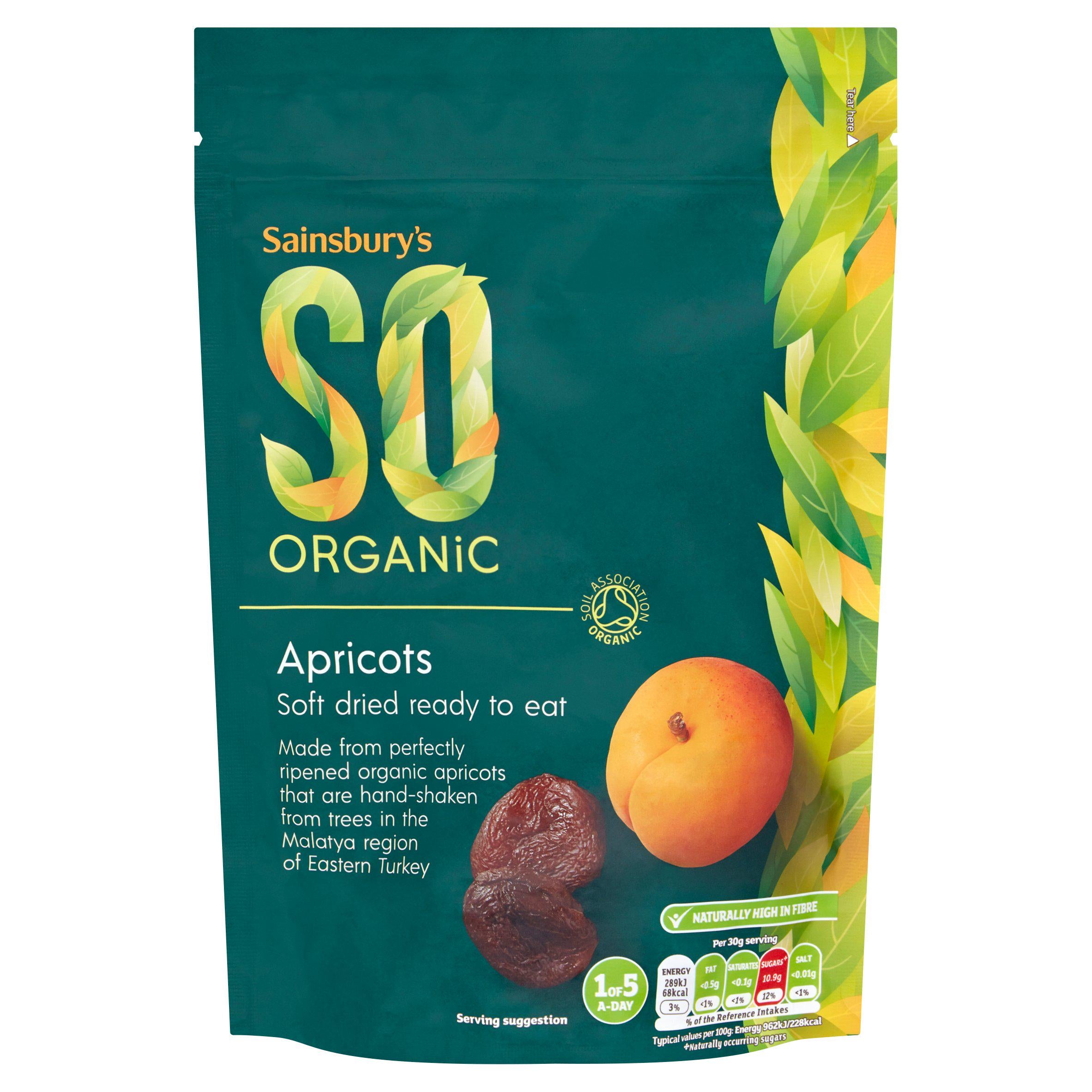 Sainsbury's organic soft dried apricots 250g (British brand)