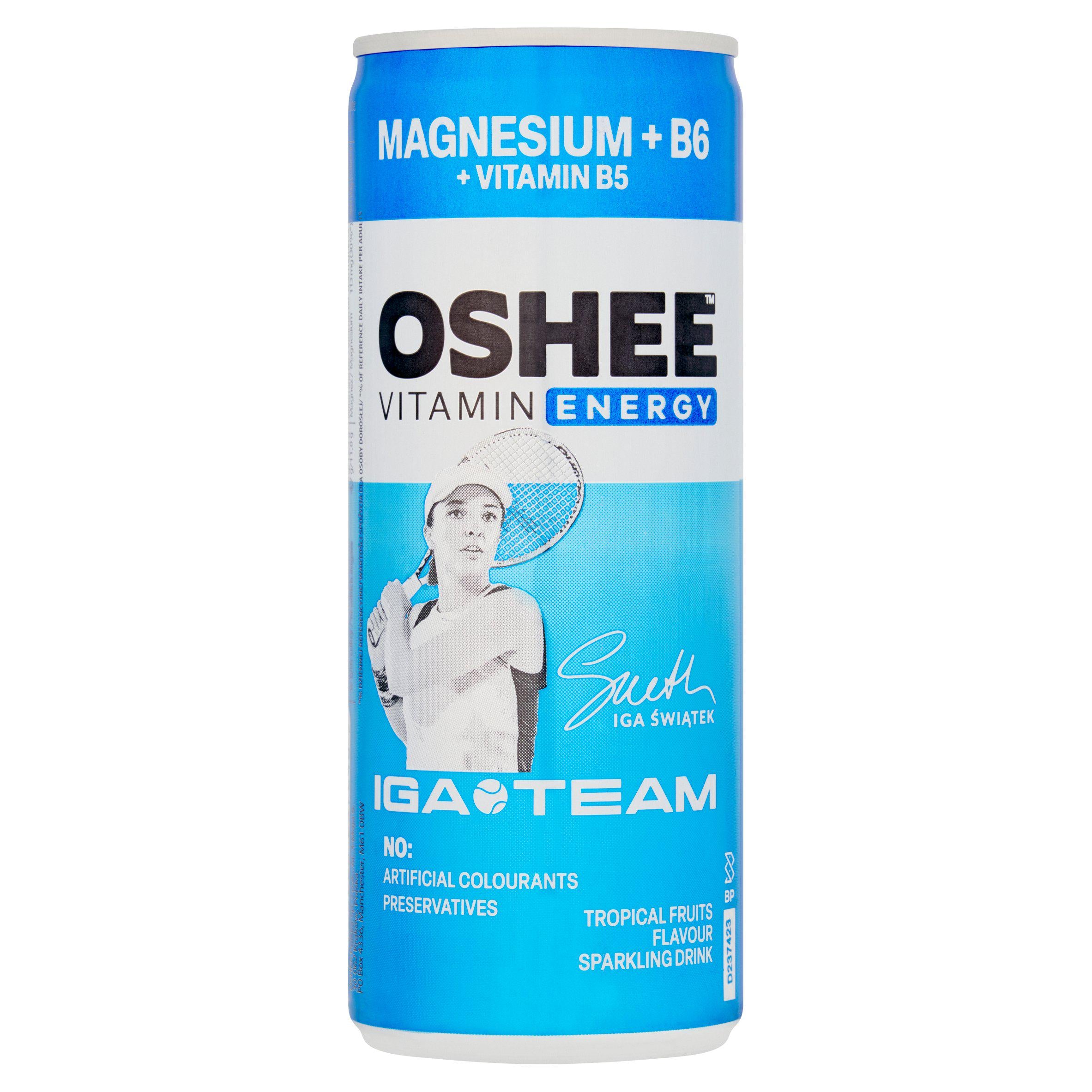 Oshee Vitamin Energy tropical fruit flavour sparkling drink 250ml, imported from the UK