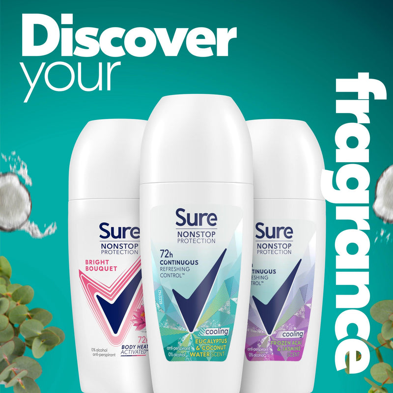 Sure women's antiperspirant roll-on deodorant Eucalyptus & Coconut 50ml - British product