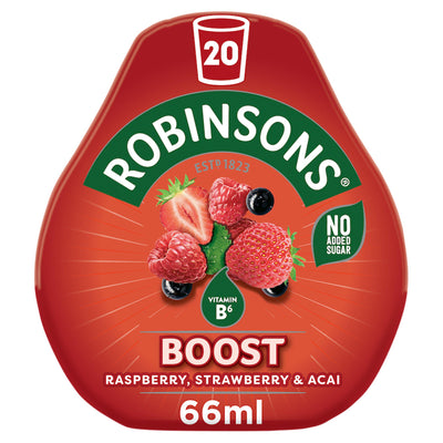 Robinsons Boost Drops Bien-être Framboise Fraise & Acai avec Vitamine B6 66 ml