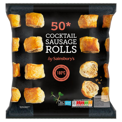 Sainsburys Sainsbury's Cocktail Sausage Rolls 50 Pack 800g- Buy online at McGrocer