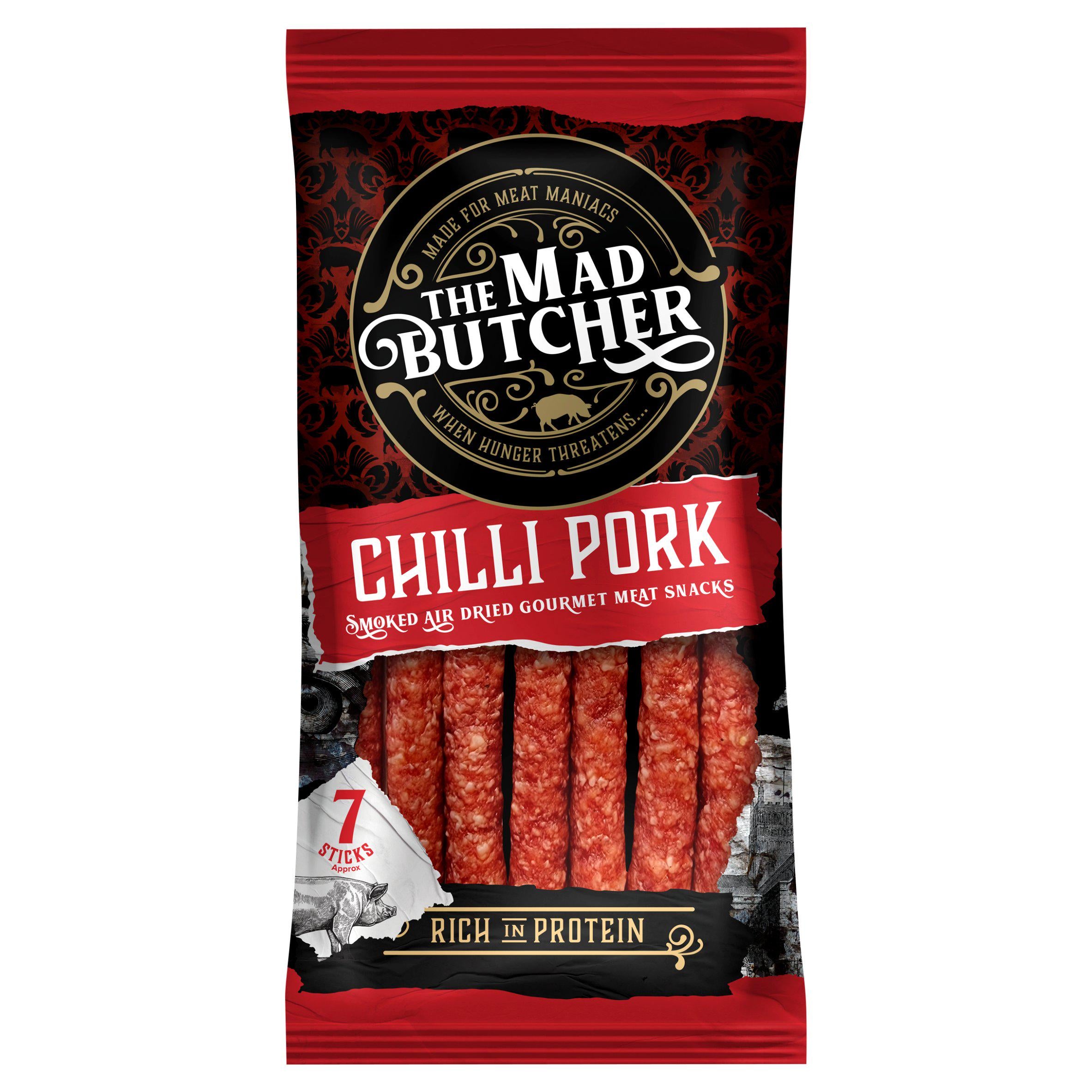 The Mad Butcher Chilli Pork Salami Sticks 70g (British brand)