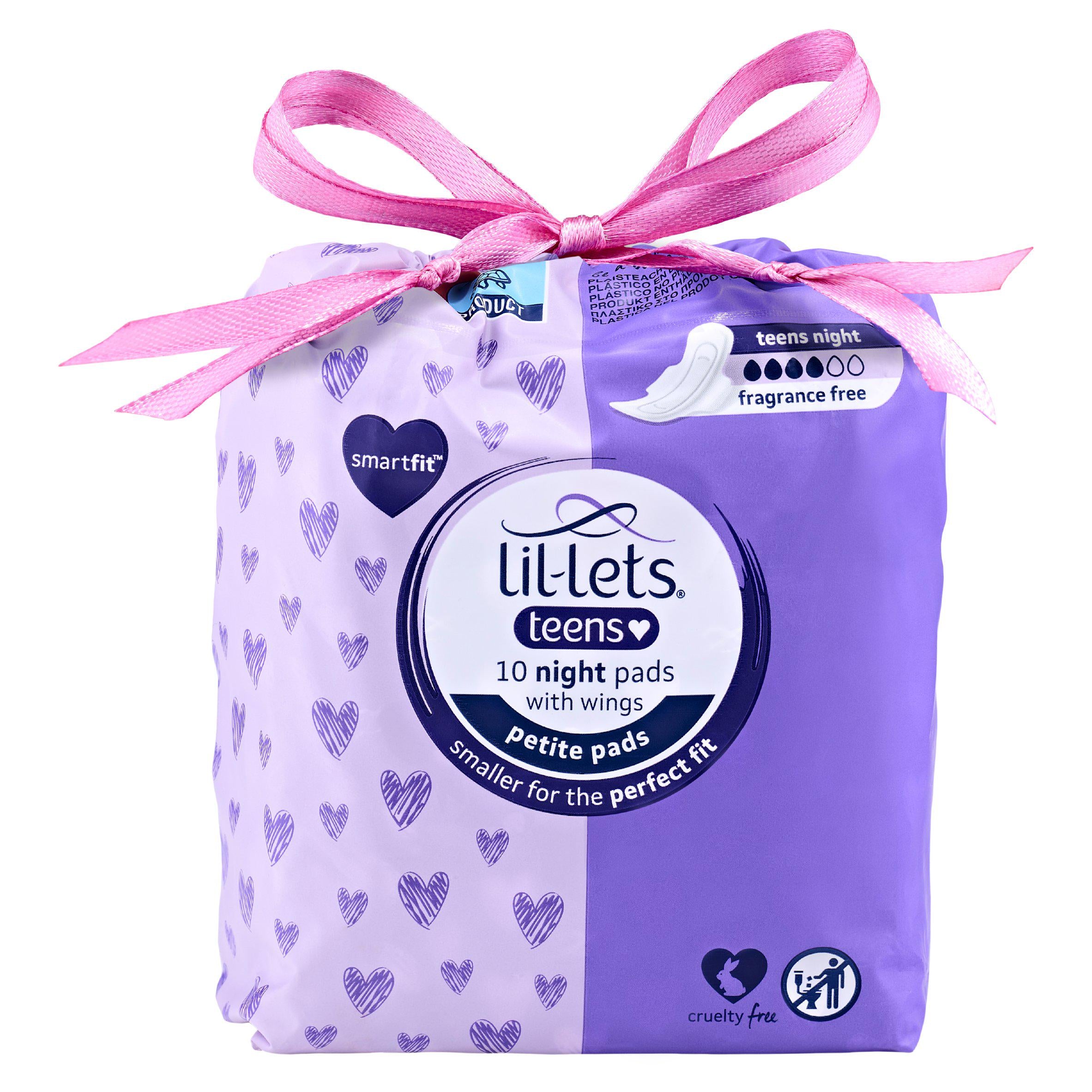 Lil-lets teen ultra night sanitary pads 10 count, imported from the UK