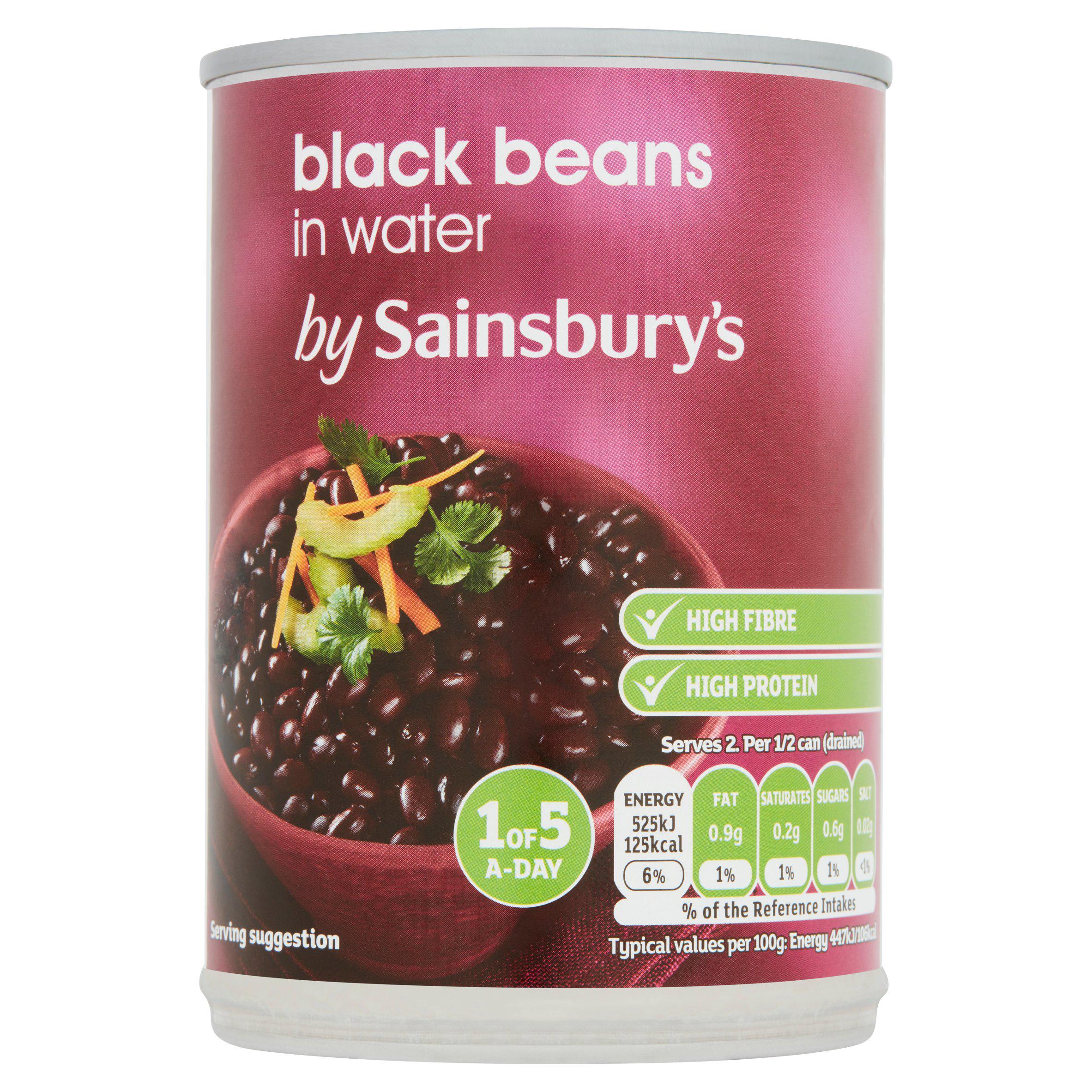 Sainsbury's black beans in water 400g, UK version