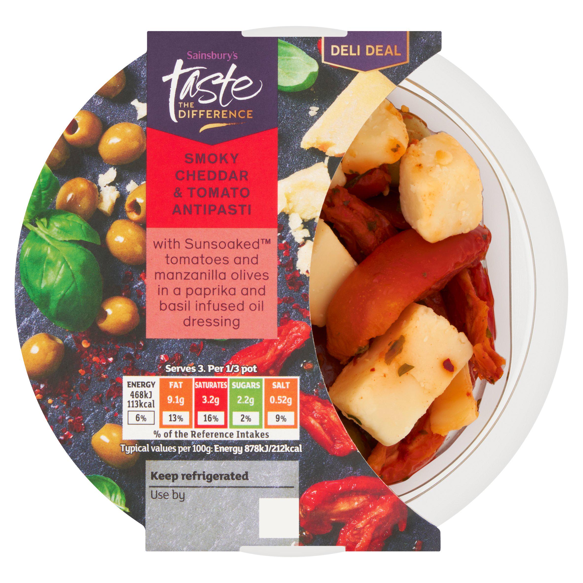 Sainsbury's antipasti smoky cheddar tomato 160g, imported from the UK