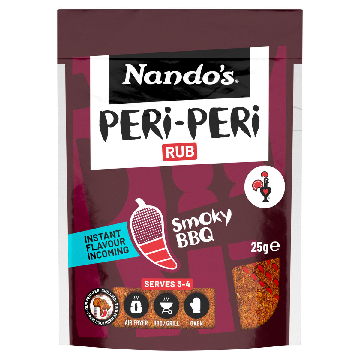 Nando's Peri Peri Rub BBQ 25g, imported from the UK