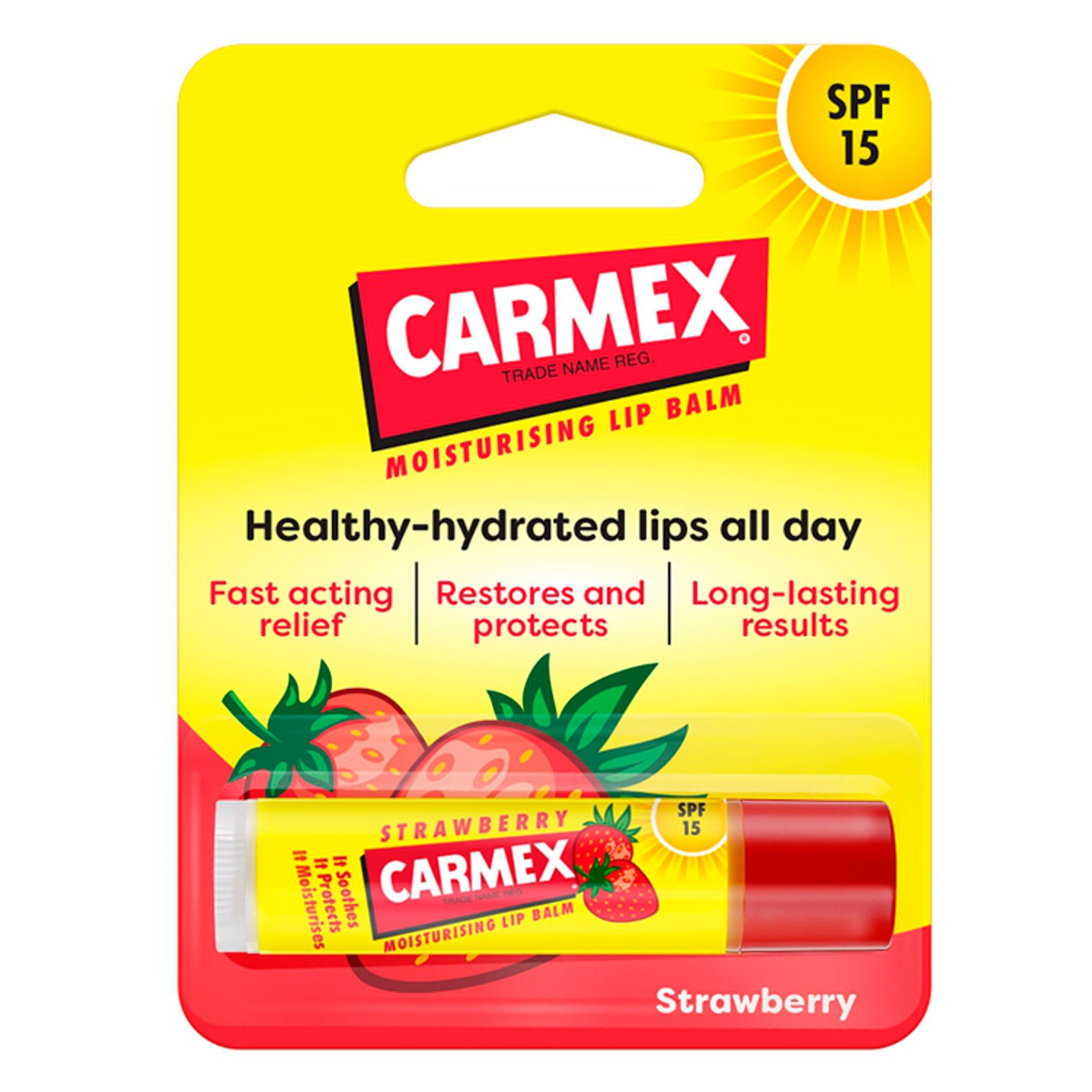 Carmex strawberry lip balm stick SPF 15 4.25g (British brand)