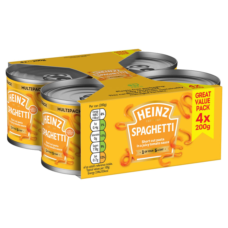 Heinz spaghetti in tomato sauce value pack 4 x 200g - British product
