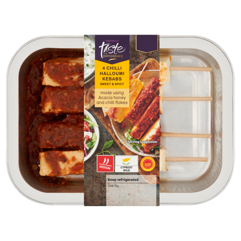 Sainsbury's Taste the Difference Chilli Halloumi Kebabs 225g - British product
