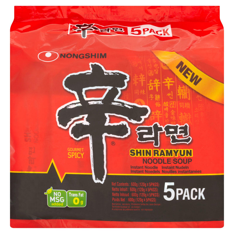 Nongshim Shin Ramyun Gourmet Spicy noodle soup 5x120g, imported from the UK