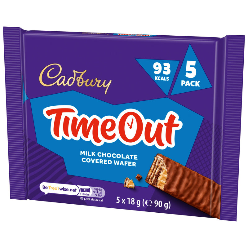 Cadbury Timeout wafer bars multipack 5 x 18g, imported from the UK