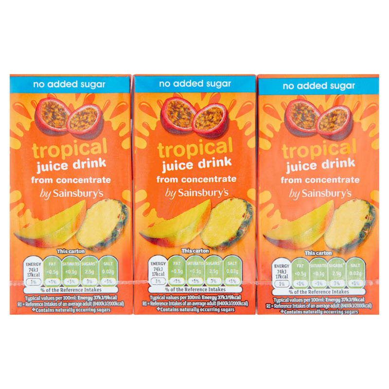 Sainsbury's tropical juice drink no added sugar 3x200ml (British brand)