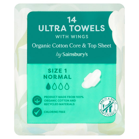 Sainsbury's Organic Cotton Ultra Towels Normal Size 1 x14 GOODS Sainsburys   