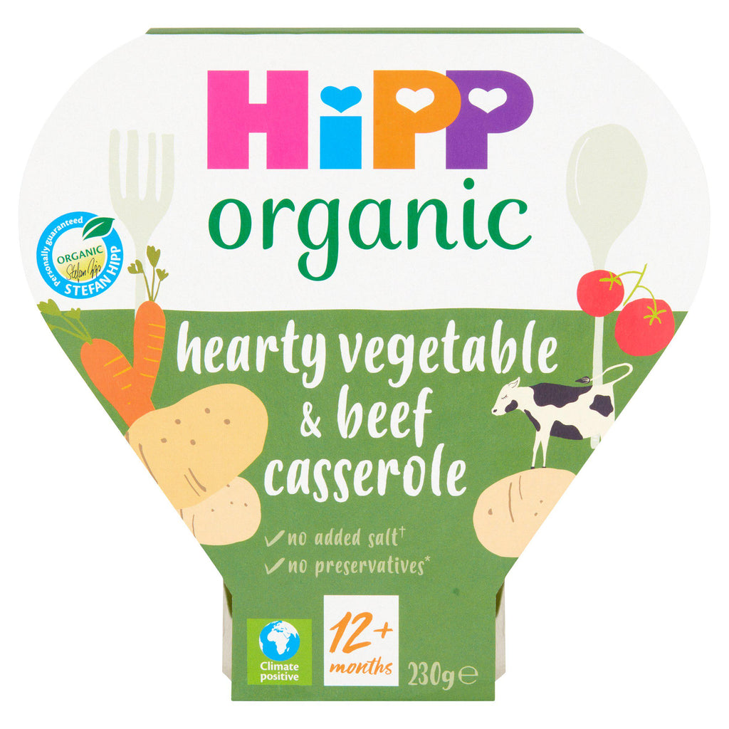 HiPP Organic Hearty Vegetable & Beef Casserole Toddler Tray Meal 1-3 Years 230g