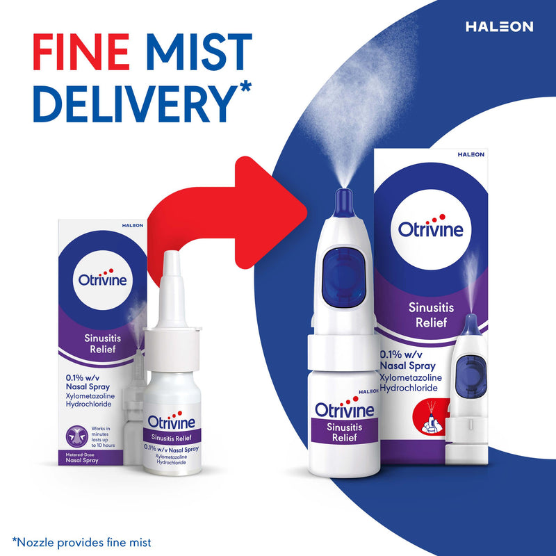 Otrivine sinusitis relief nasal spray 10ml, imported from the UK