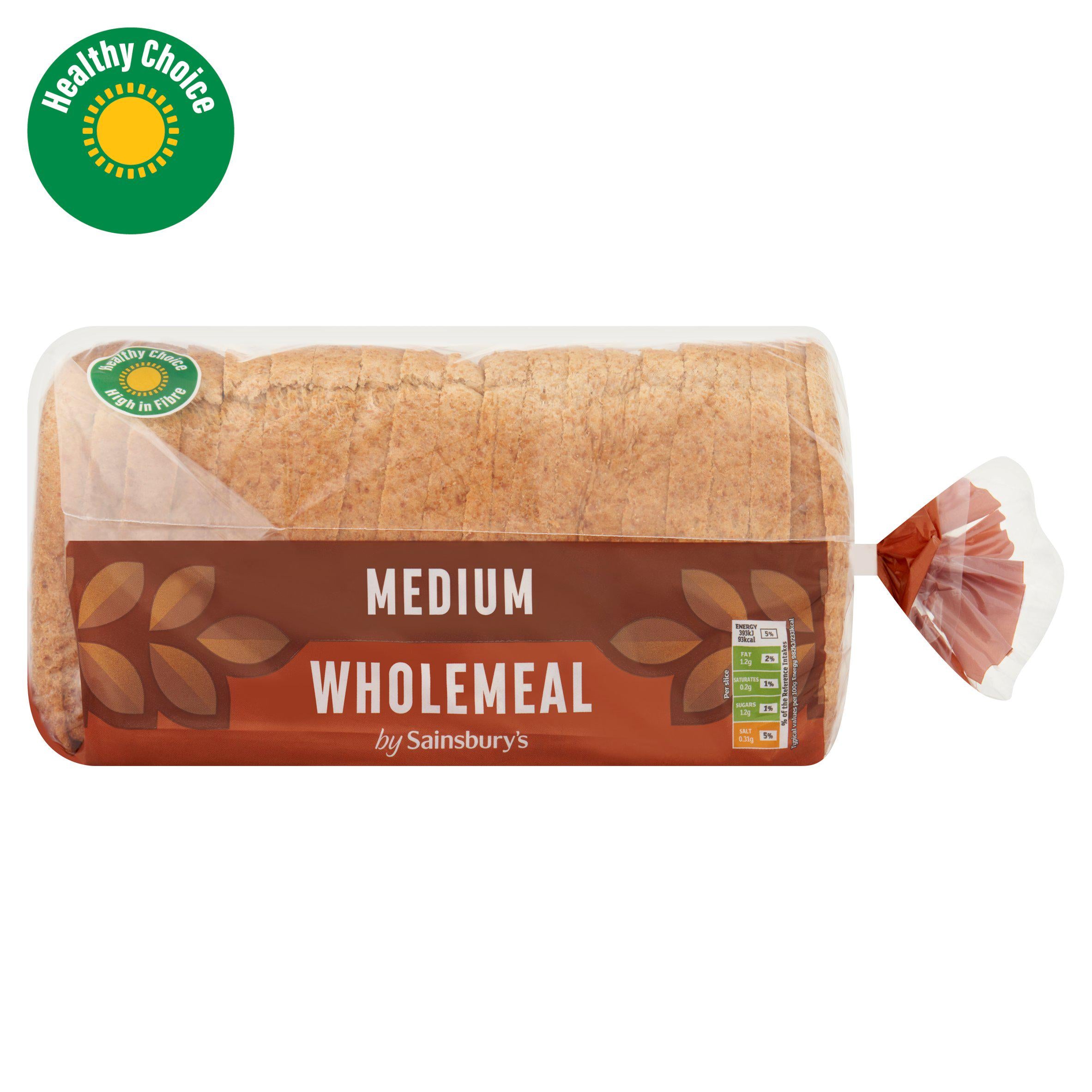 Sainsbury's medium sliced wholemeal bread 800g, UK version
