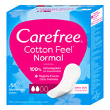 Carefree normal pantyliners with cotton extract 56 count (British brand)