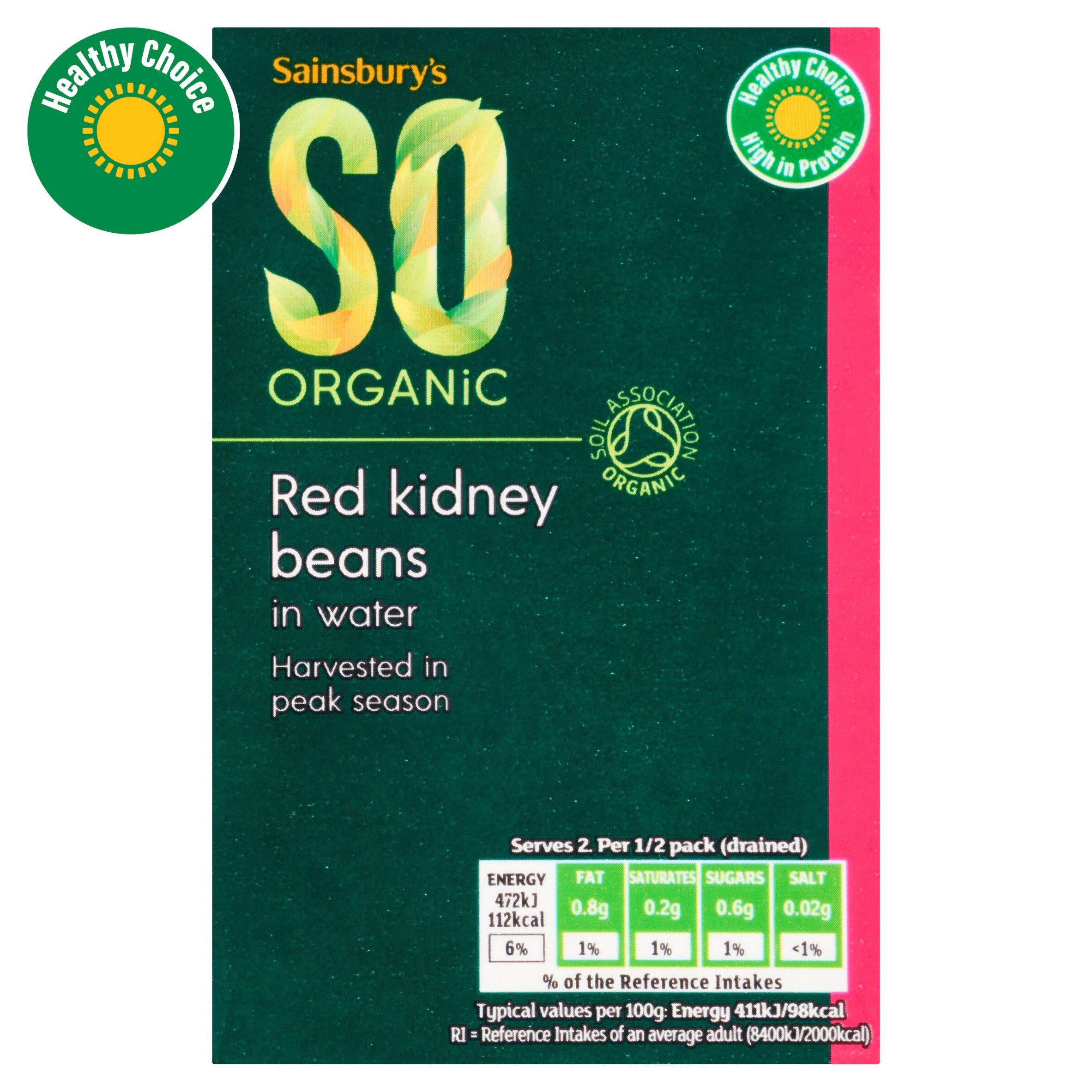 Sainsbury's organic red kidney beans carton 380g, imported from the UK