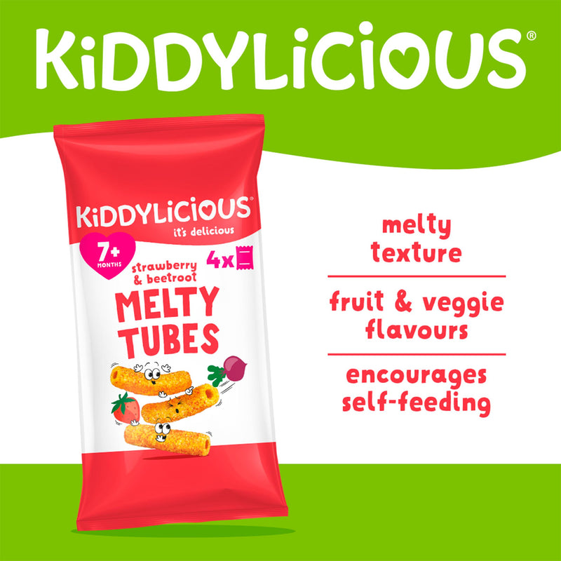 Kiddylicious baby melty tubes strawberry beetroot 4x10g - British product