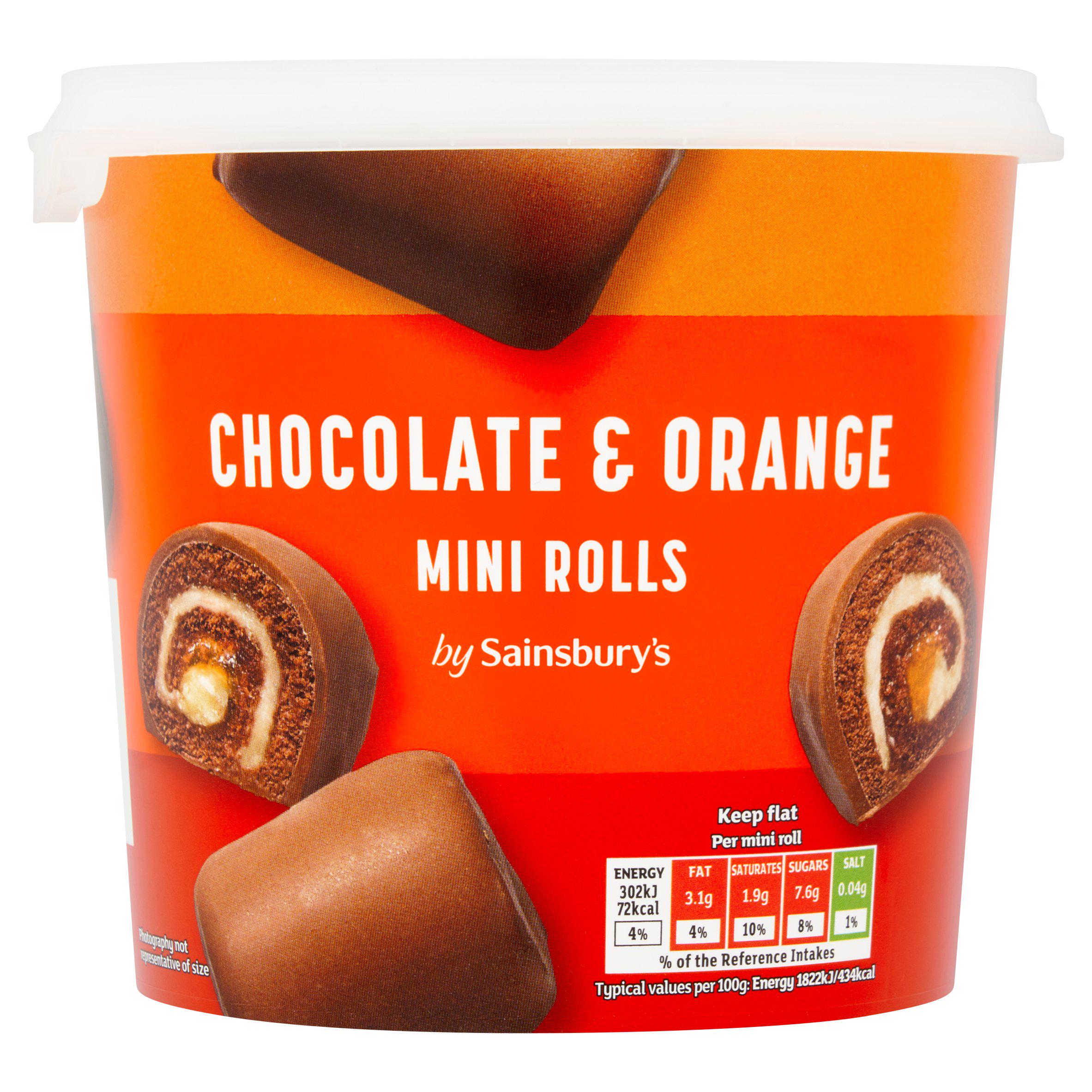 Sainsbury's chocolate orange mini roll bites tub 265g, UK version