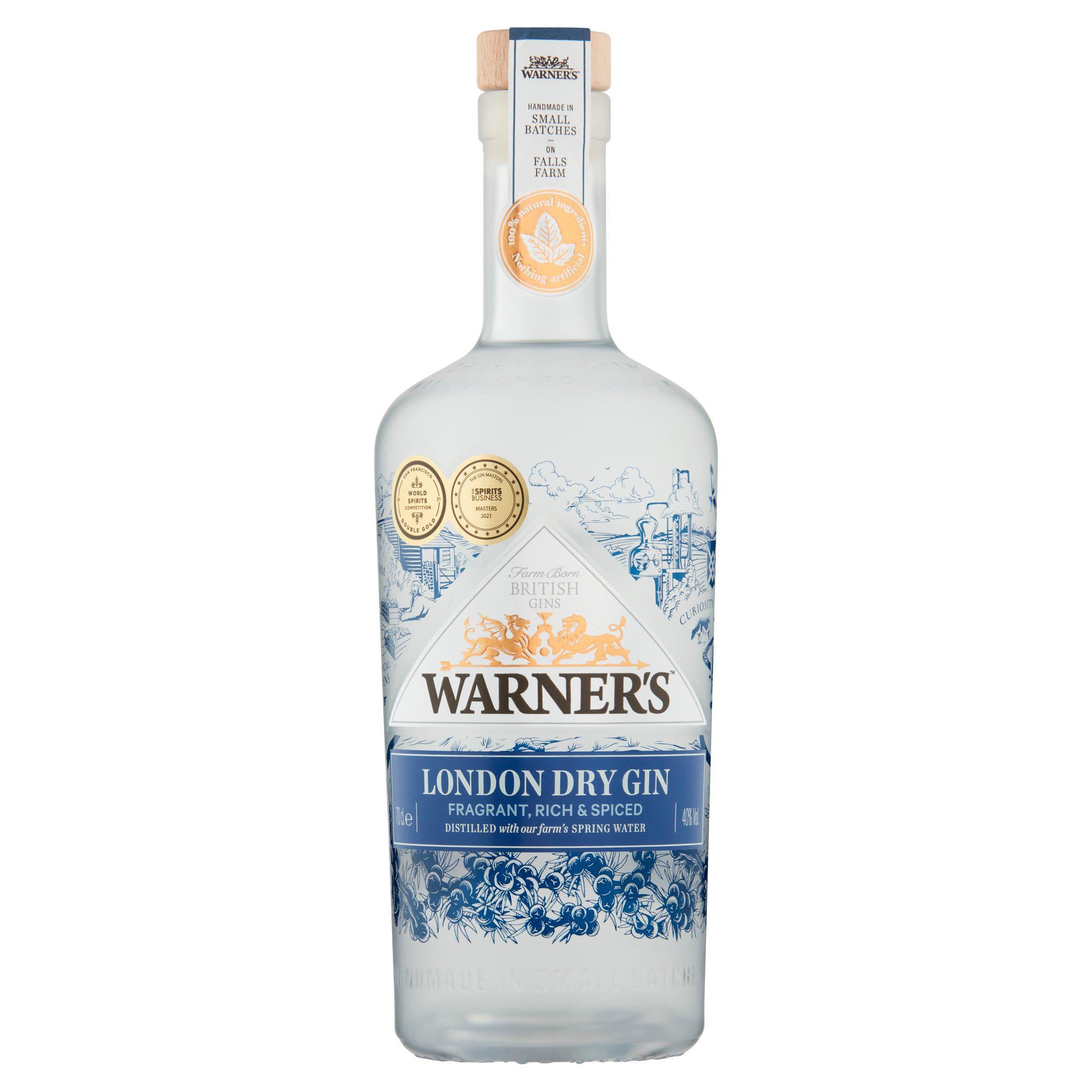 Warner's London Dry Gin 70cl, imported from the UK