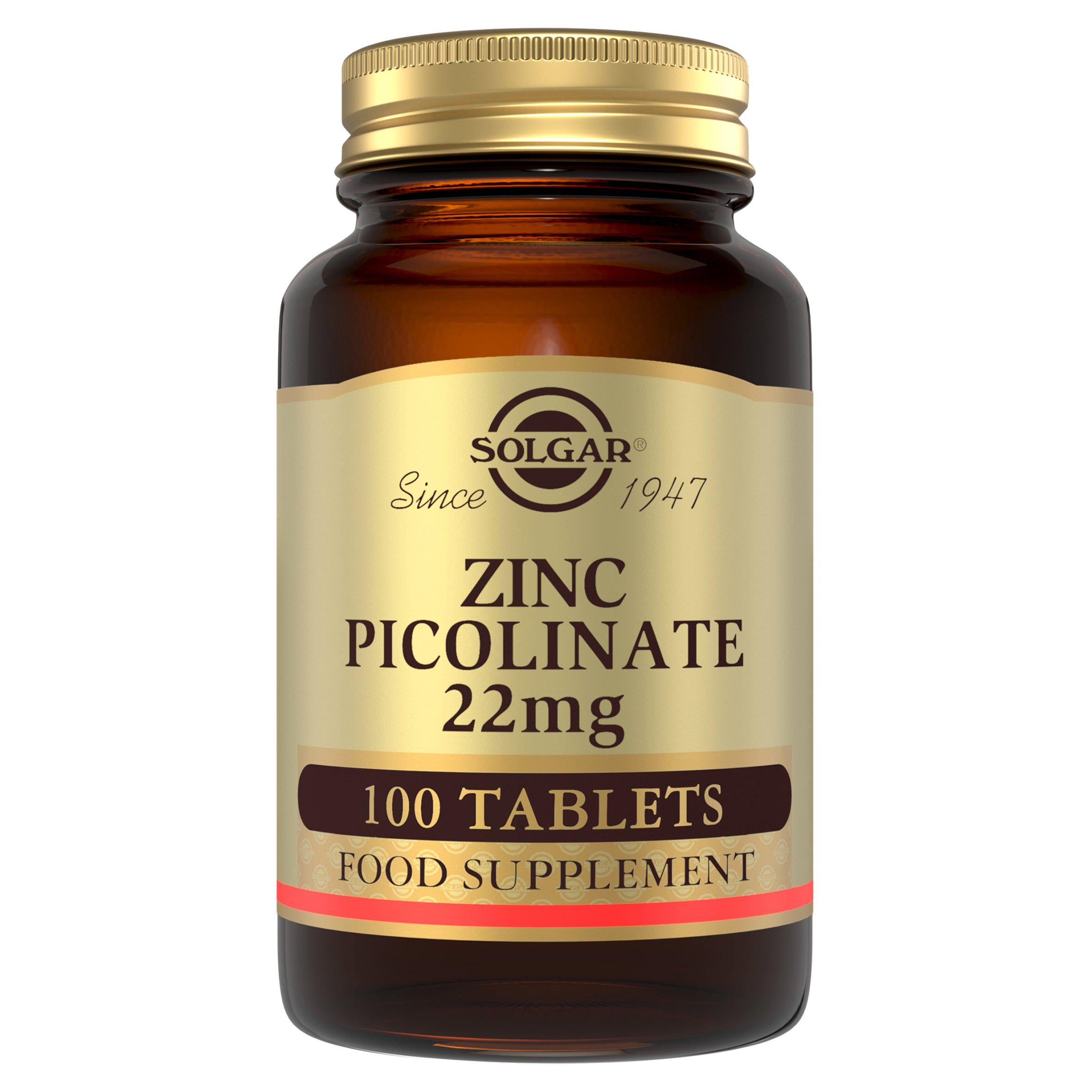 Solgar Zinc Picolinate 22mg tablets 100 count, UK version