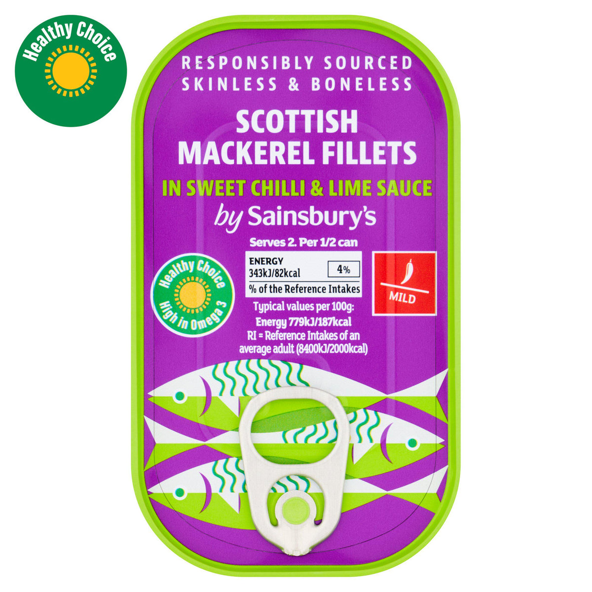 Sainsbury's mackerel sweet chilli lime 125g, imported from the UK