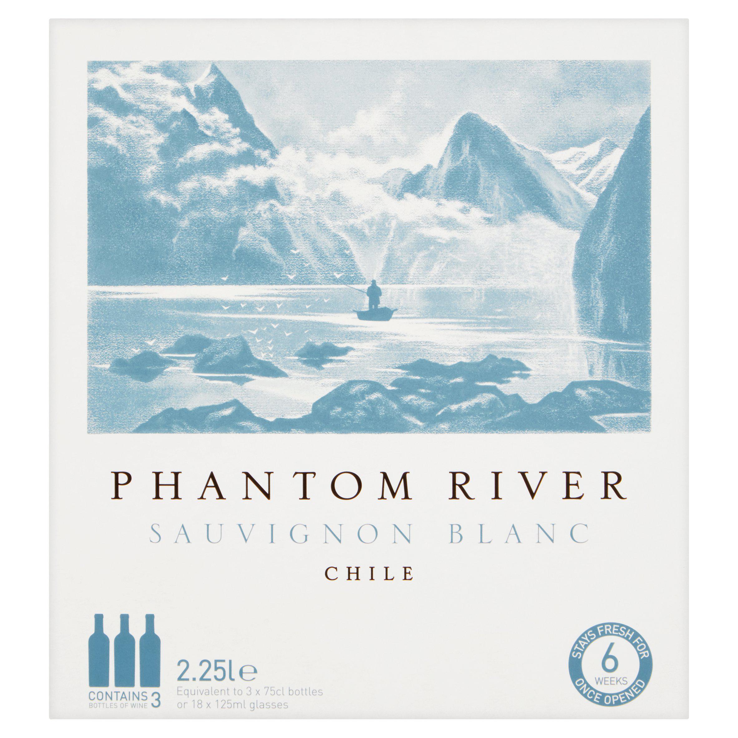 Phantom River Sauvignon Blanc box wine 2.25L, UK version